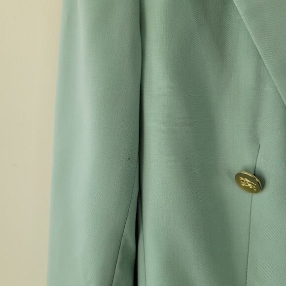 Burberry Vintage Mint Wool Double Breasted Blazer Jacket Small - Picture 13 of 16